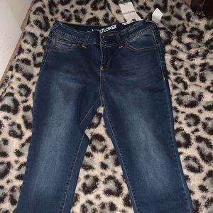 dark blue cuffed jeans